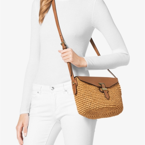 MICHAEL Michael KorsNaomi Medium Woven Straw Crossbody Bag - Picture 2 of 15